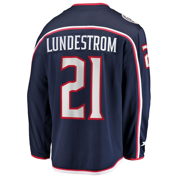 Isac Lundestrom Columbus Blue Jackets Home Breakaway Jersey - Navy - Image 3