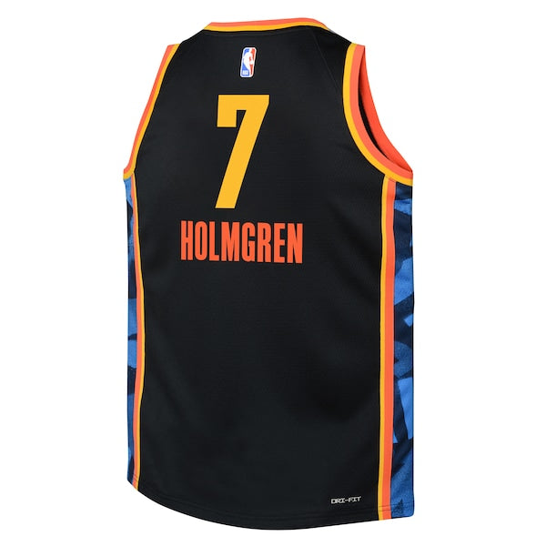 Chet Holmgren Oklahoma City Thunder Nike Youth 2024/25 Swingman Player Jersey - City Edition - Black - Image 3