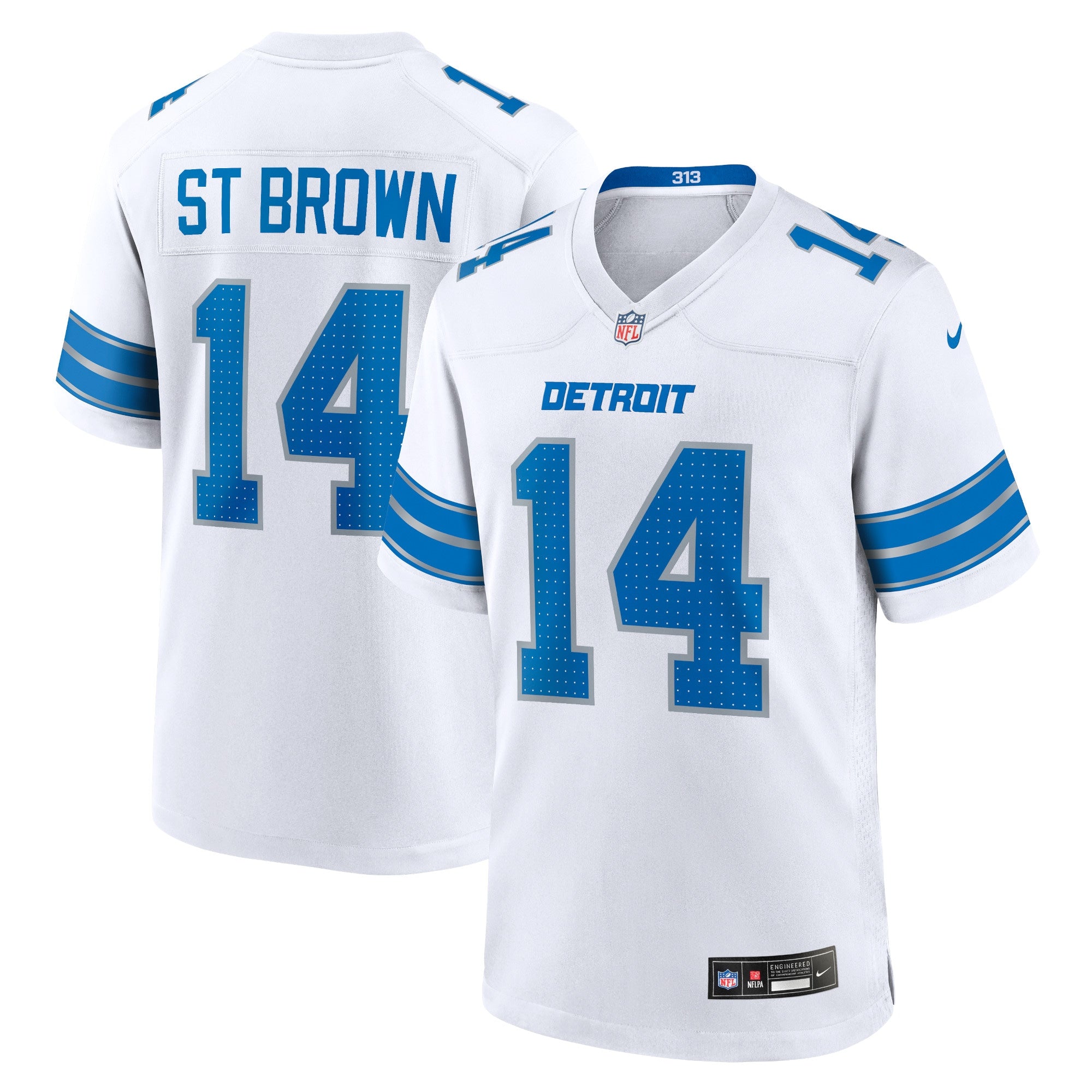 Amon-Ra St. Brown Detroit Lions Nike Game Jersey - Blue/White - Image 6