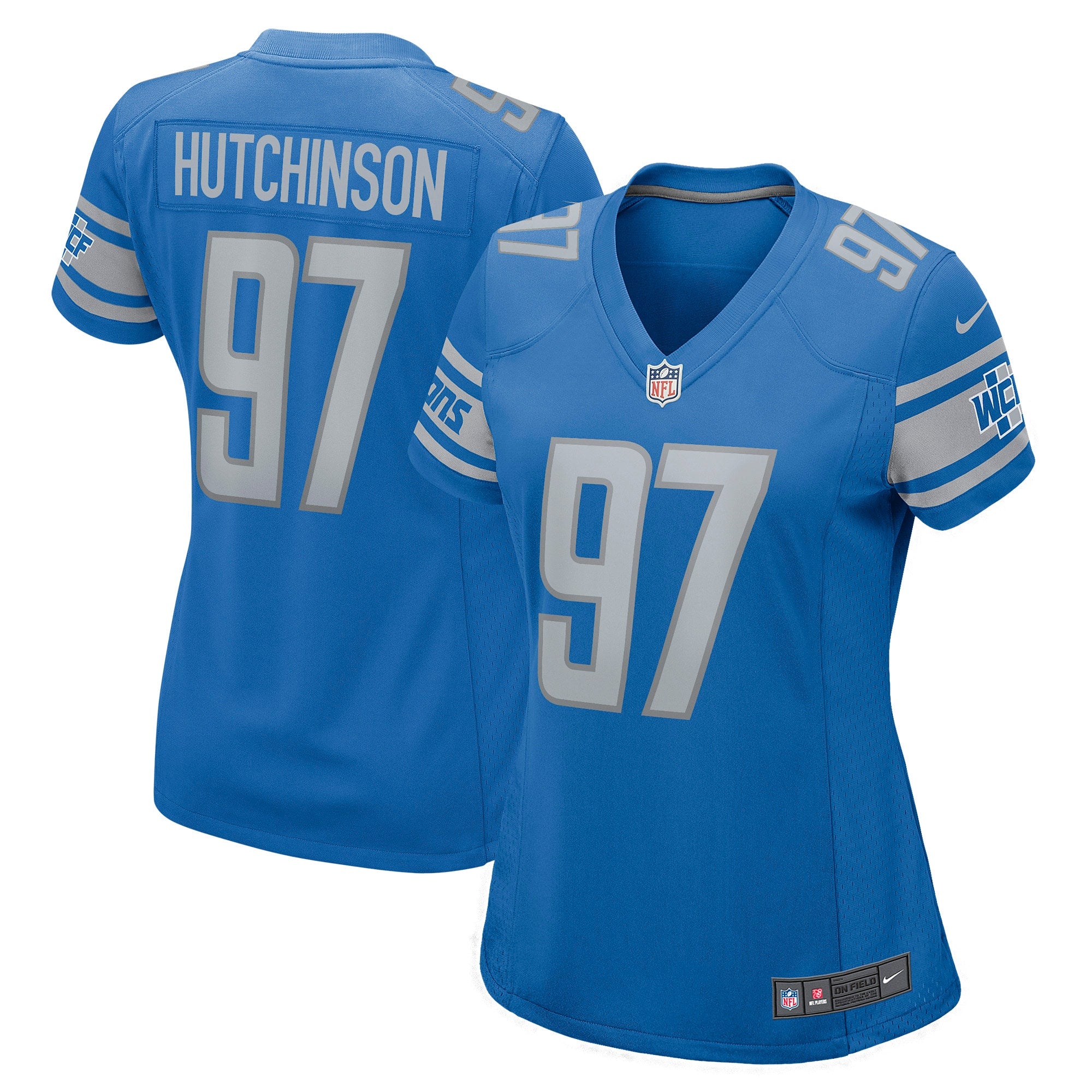 Aidan Hutchinson Detroit Lions Nike Women's Game Jersey - Silver/Blue - Image 6