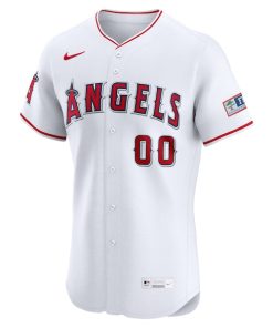 Alternative view of Los Angeles Angels Nike Home Elite Sponsor Patch Custom Jersey - White