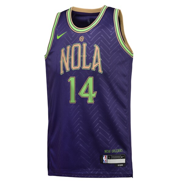 Brandon Ingram New Orleans Pelicans Nike Youth 2024/25 Swingman Player Jersey - City Edition - Purple - Image 2