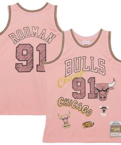 Dennis Rodman Chicago Bulls  1997/98 Swingman Sidewalk Sketch Jersey - Pink