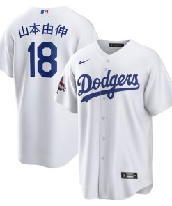 Yoshinobu Yamamoto Los Angeles Dodgers Nike 2024 World Series Champions Home Japanese Characters Replica Player Jersey - White
