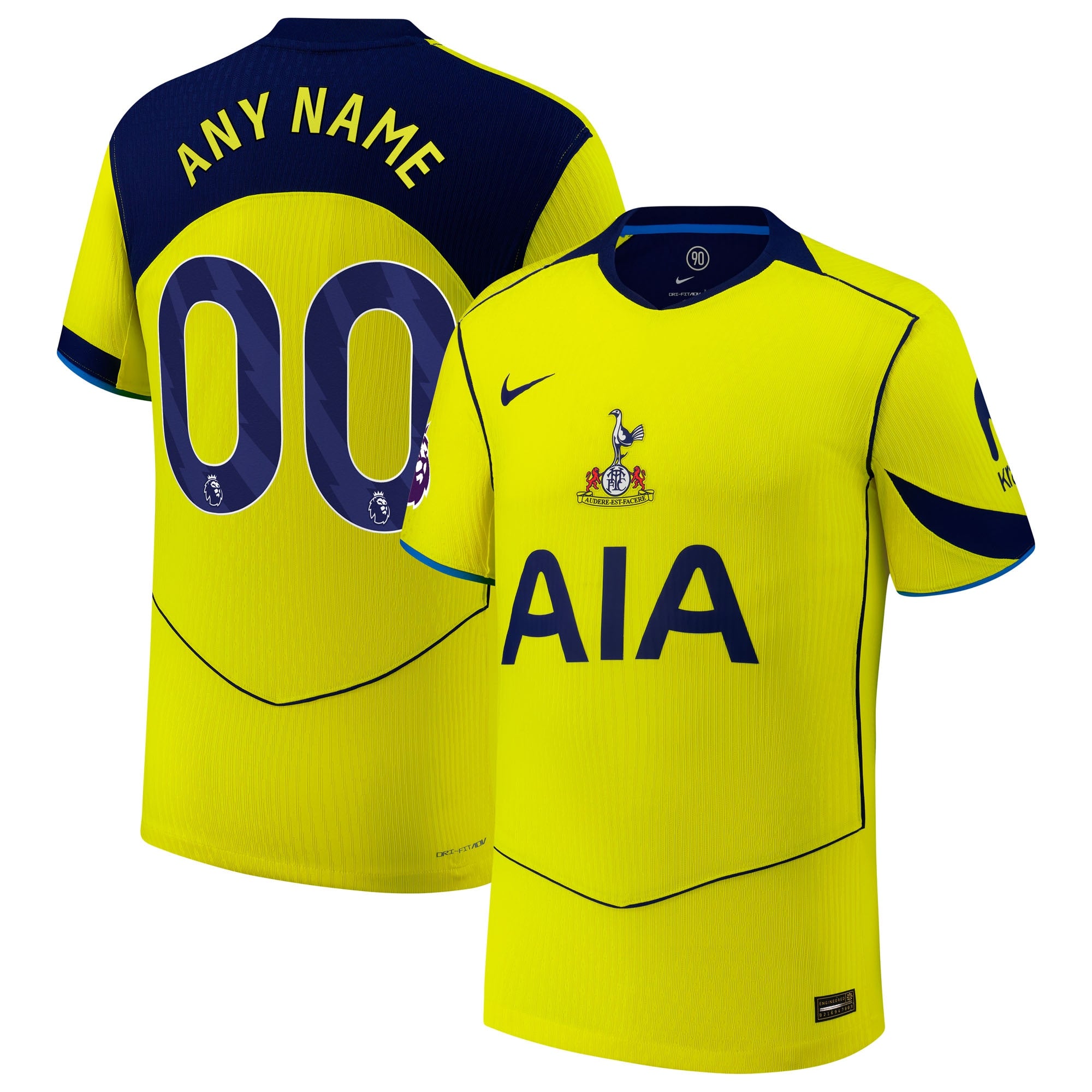 Tottenham Hotspur Nike 2025/26 Home Authentic Custom Jersey - White/Yellow - Image 5