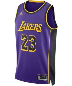 Alternative view of LeBron James Los Angeles Lakers Jordan Brand Unisex Swingman Jersey - Statement Edition - Purple