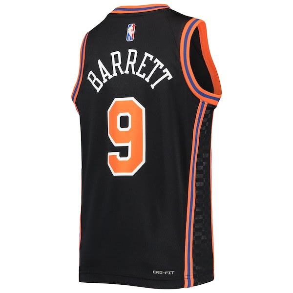 RJ Barrett New York Knicks Nike Youth 2021/22 Swingman Jersey - City Edition - Black - Image 3