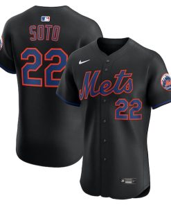 Alternative view of Juan Soto New York Mets Nike Alternate Elite Jersey - Black/White