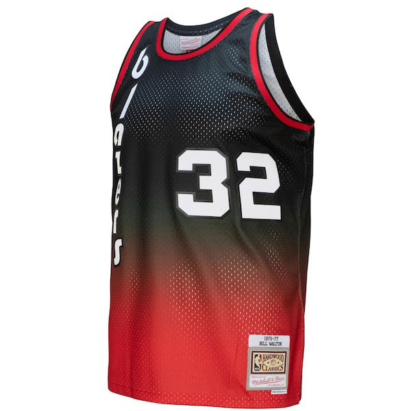Bill Walton Portland Trail Blazers 1976/77 Hardwood Classics Fadeaway Swingman Player Jersey - Red/Black - Image 5