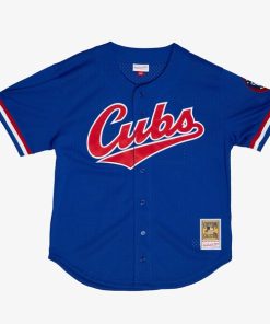 Alternative view of Ryne Sandberg Chicago Cubs  Cooperstown Collection 1996 Mesh Batting Practice Button-Up Jersey - Royal