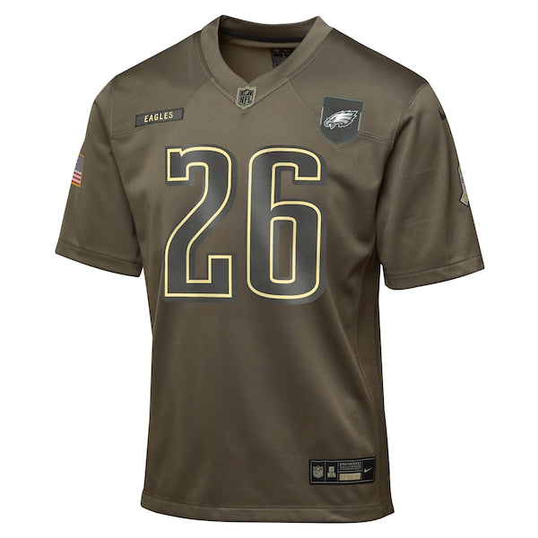 Saquon Barkley Philadelphia Eagles Nike Youth 2025 Salute to Service Game Jersey - Olive - Image 2