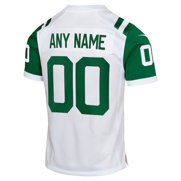 New York Jets Nike Youth Classic Alternate Custom Replica Jersey - White - Image 3