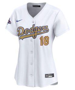 Alternative view of Yoshinobu Yamamoto Los Angeles Dodgers Nike Women's 2025 Gold Collection Limited Jersey - White