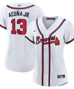 Alternative view of Ronald Acuna Jr. Atlanta Braves Nike Women's Home Replica Player Jersey - White/Navy