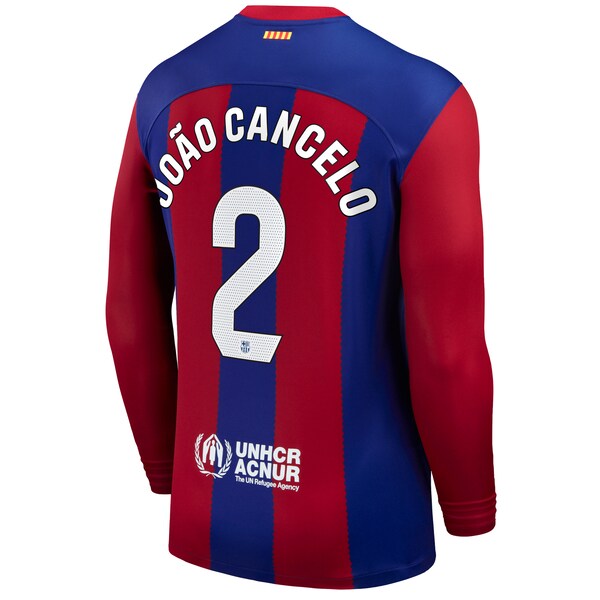 Joao Cancelo Barcelona Nike 2023/24 Home Stadium Replica Long Sleeve Player Jersey - Royal - Image 3