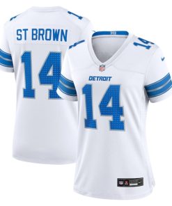 Amon-Ra St. Brown Detroit Lions Nike Women's White Game Jersey - White/Blue
