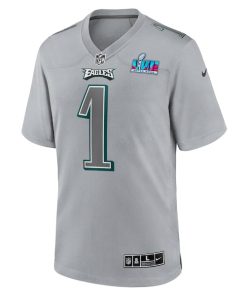 Alternative view of Jalen Hurts Philadelphia Eagles Nike Super Bowl LVII Patch Atmosphere Fashion Game Jersey - Gray