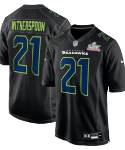 Men's Seattle Seahawks Devon Witherspoon Nike Black Super Bowl LX Patch Carbon Fashion Game Jersey