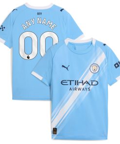 Alternative view of Manchester City Puma Youth 2025/26 Away Replica Custom Jersey - Black/Green/Light Blue