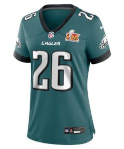 Alternative view of Saquon Barkley Philadelphia Eagles Nike Women's Super Bowl LIX Game Player Jersey - Midnight Green