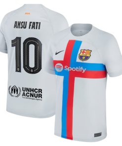 Ansu Fati Barcelona Nike 2022/23 Third Breathe Stadium Replica Player Jersey - Gray
