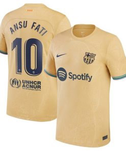 Ansu Fati Barcelona Nike Youth 2022/23 Away Breathe Stadium Replica Player Jersey - Yellow