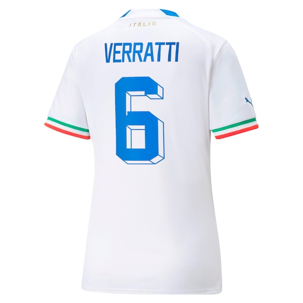 Marco Verratti Italy National Team Puma Women's 2022/23 Away Replica Player Jersey - White - Image 2