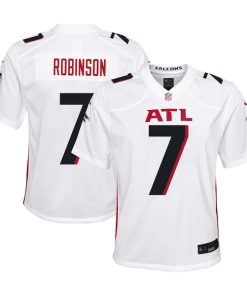 Alternative view of Bijan Robinson Atlanta Falcons Nike Youth Player Game Jersey - White