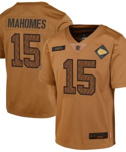 Patrick Mahomes Kansas City Chiefs Nike Youth 2023 Salute To Service Limited Jersey - Brown