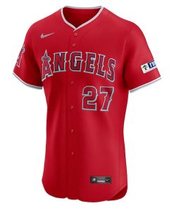 Alternative view of Mike Trout Los Angeles Angels Nike Alternate Elite Player Jersey - Red