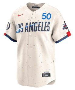 Alternative view of Mookie Betts Los Angeles Dodgers Nike 2024 World Series Champions City Connect Limited Player Jersey - Cream