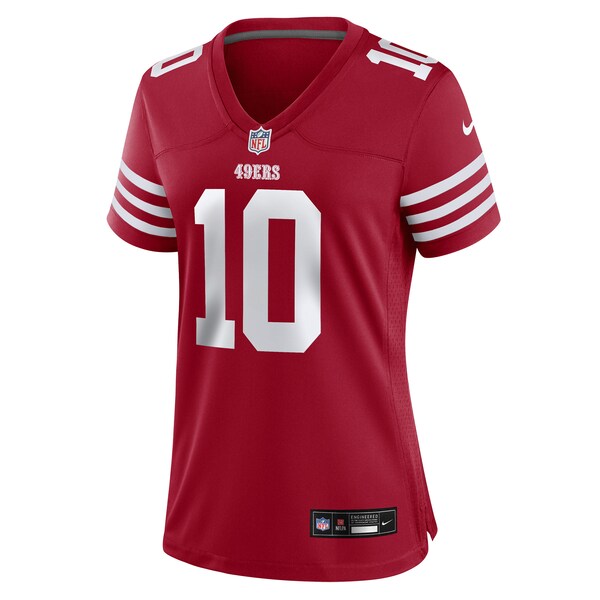 Mac Jones San Francisco 49ers Nike Women's Team Game Jersey - Scarlet - Image 2