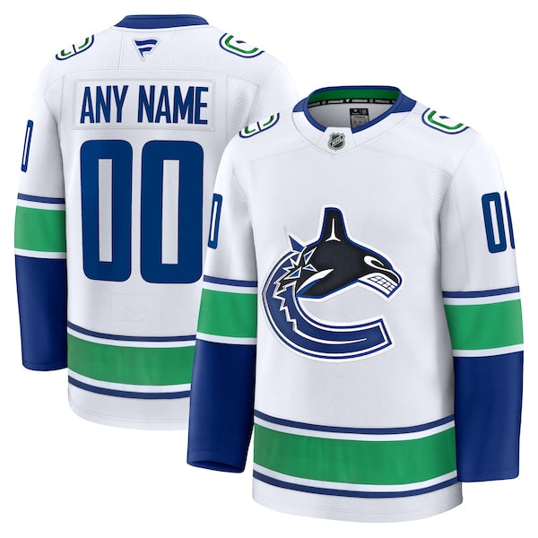 Vancouver Canucks Away Premium Custom Jersey - White/Blue
