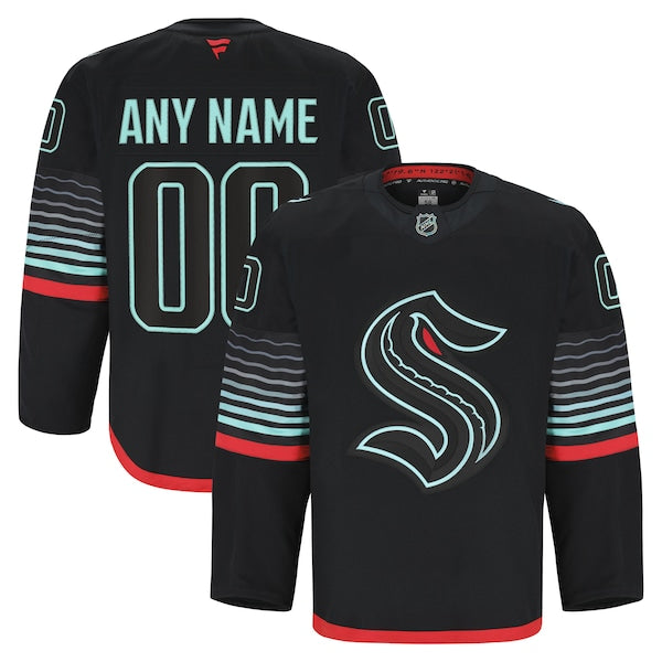 Seattle Kraken Alternate Authentic Pro Custom Jersey - Black/Navy - Image 2