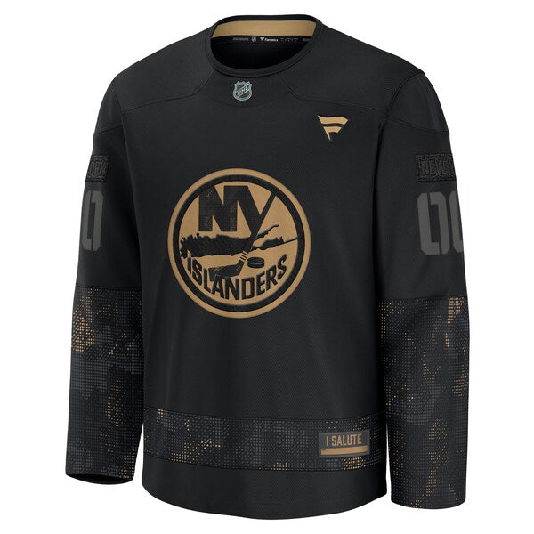New York Islanders 2024 Military Appreciation Personalized Long Sleeve Practice Jersey - Black - Image 2