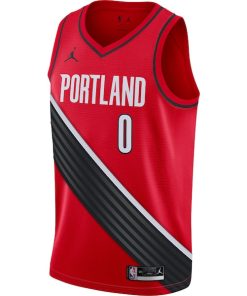 Alternative view of Damian Lillard Portland Trail Blazers Jordan Brand 2020/21 Swingman Jersey - Statement Edition - Red