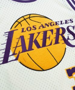 Alternative view of Magic Johnson Los Angeles Lakers Chainstitch Swingman Jersey - Cream