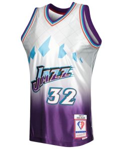 Alternative view of Karl Malone Utah Jazz 1996/97 Hardwood Classics 75th Anniversary Swingman Jersey - Platinum