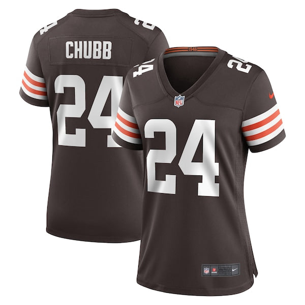 Nick Chubb Cleveland Browns Nike Women's Team Game Jersey - Brown/White