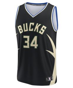 Alternative view of Giannis Antetokounmpo Milwaukee Bucks  Fast Break Replica Player Jersey - Statement Edition - Black
