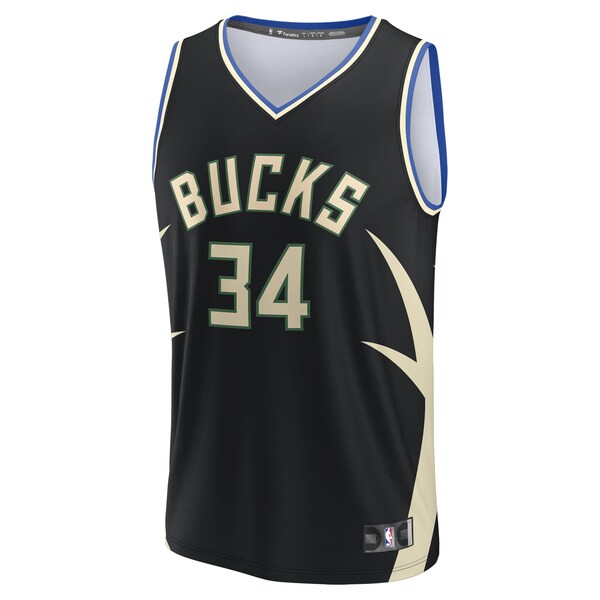 Giannis Antetokounmpo Milwaukee Bucks Fast Break Replica Player Jersey - Statement Edition - Black - Image 2