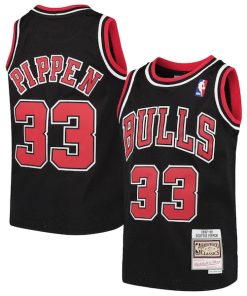 Scottie Pippen Chicago Bulls  Youth Hardwood Classics Swingman Throwback Jersey - Black/Red/White