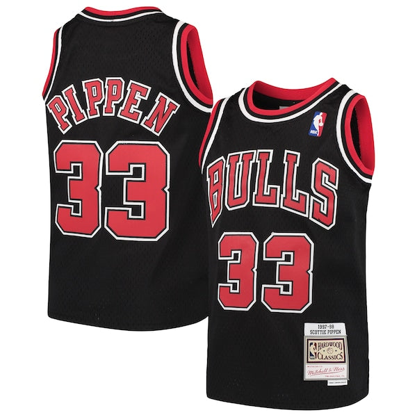 Scottie Pippen Chicago Bulls Youth Hardwood Classics Swingman Throwback Jersey - Black/Red/White