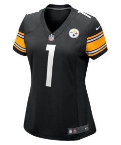Alternative view of Number 1 Mom Pittsburgh Steelers Nike Women's Game Jersey - Black