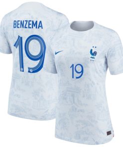 Karim Benzema France National Team Nike Women's 2022/23 Away Breathe Stadium Replica Player Jersey - White