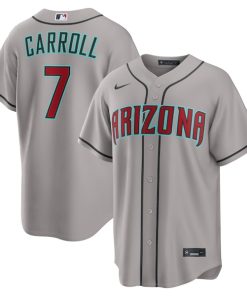 Alternative view of Corbin Carroll Arizona Diamondbacks Nike Road Replica Jersey - Gray/Black/Crimson