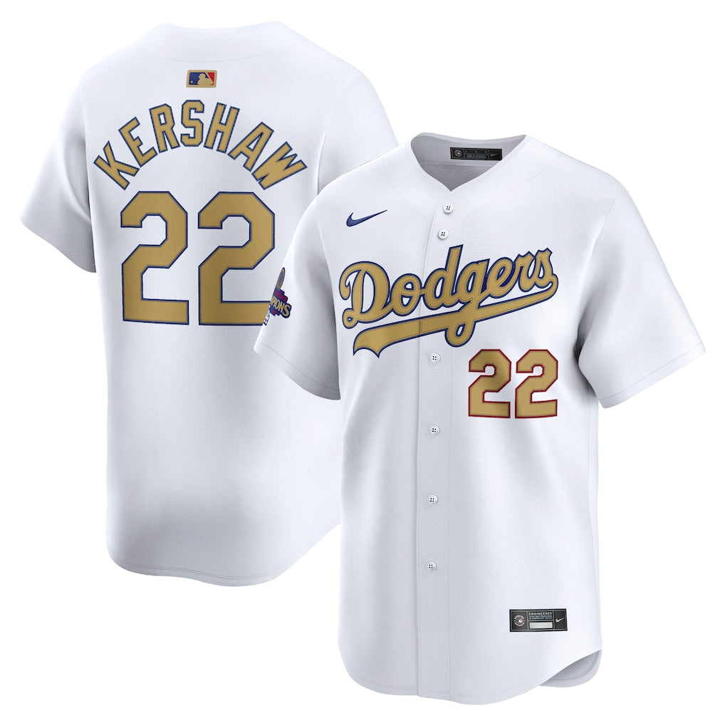 Clayton Kershaw Los Angeles Dodgers Nike 2025 Gold Collection Limited Jersey ยจC White