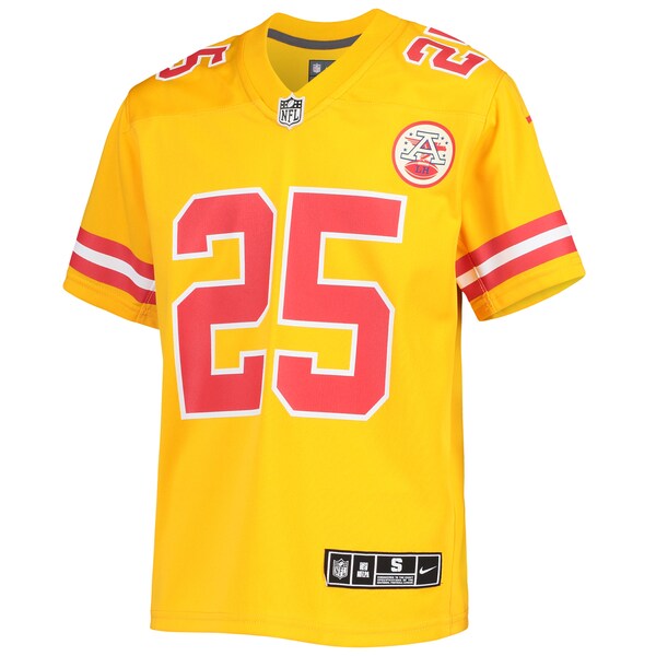 Clyde Edwards-Helaire Kansas City Chiefs Nike Youth Inverted Team Game Jersey - Gold - Image 2