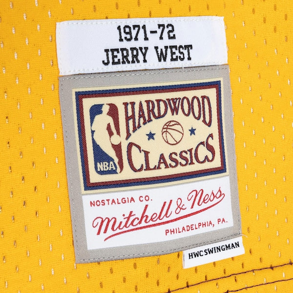 Jerry West Los Angeles Lakers Hardwood Classics 1971/72 Split Swingman Jersey - Purple/Gold - Image 4