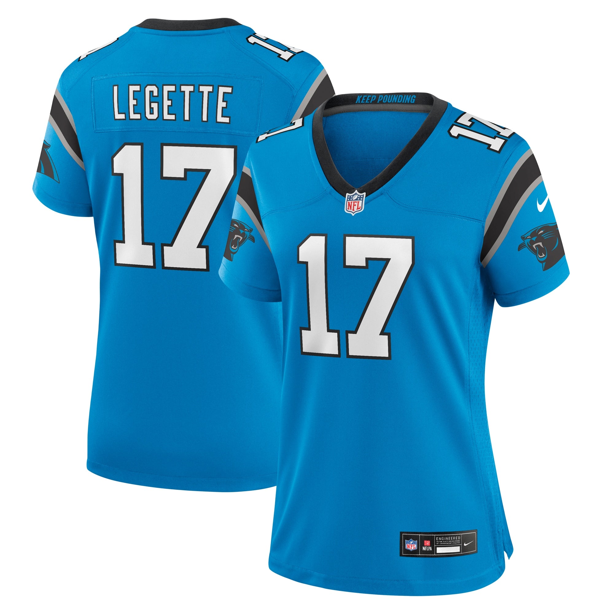 Xavier Legette Carolina Panthers Nike Women's Game Jersey - Black/Blue - Image 5